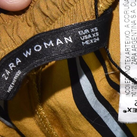 *Minor Flaws* Zara Woman Mustard Yellow Striped Wide-Leg Pants XS High Waist - Picture 9 of 11